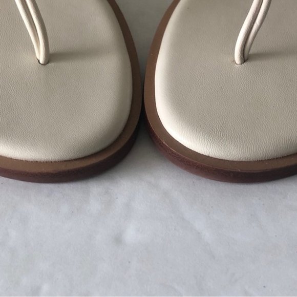 Tory Burch Ivory White Thong Braided Benton Sheep Plume Nappa Leather Sz.9 - Picture 6 of 16